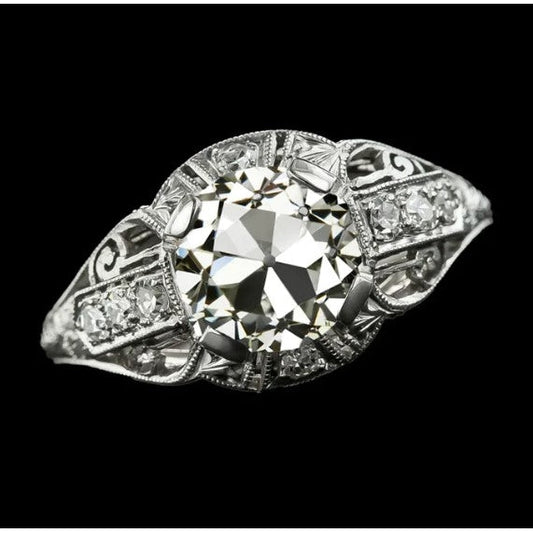 Wie Edwardian Jewelry Damen-Goldring Mit Rundem Echt Diamant Im Alten Minenschliff