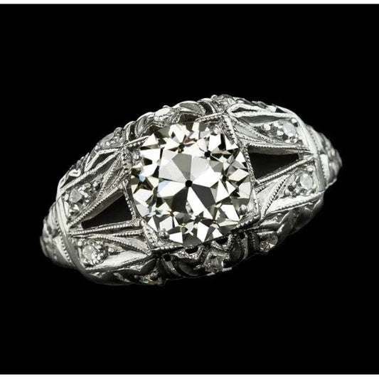 Wie Edwardian Jewelry Vintage-Stil Altschliff-Echt Diamant-Ring Split Shank