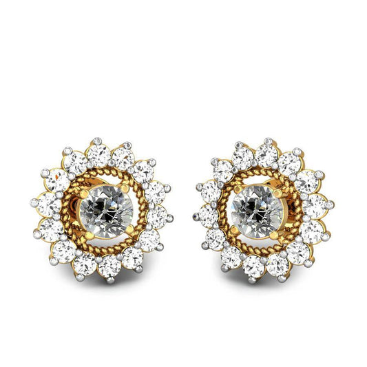 Zweifarbiger Halo Natürlich Diamant-Ohrstecker 5 Karat Alt Geschnittener Seilblumen-Stil - harrychadent.ch