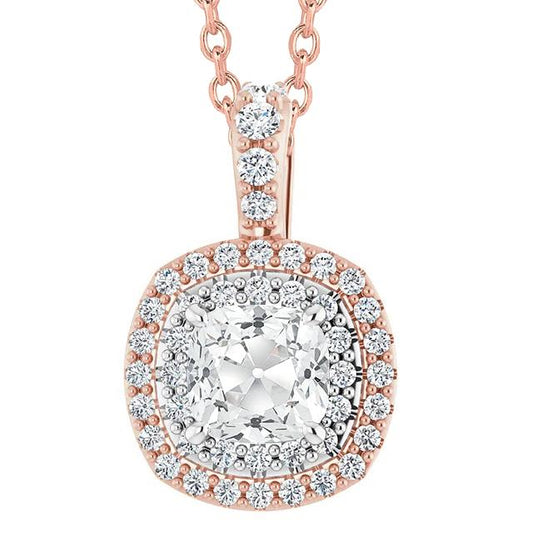 Zweifarbiges Halo Echt Diamant-Anhängerkissen Alter Bergmann Prong Set 6,50 Karat - harrychadent.ch