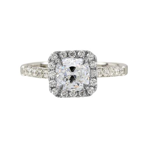 alter Bergmann Kissen Halo Echt Diamantring 1,75 Karat Pave Set Schmuck - harrychadent.ch