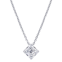 1 Karat Asscher Diamant Halskette Anhänger Weißgold 14K Damen Schmuck