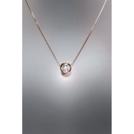 1 karat lünette mit rundem diamantanhänger 14k roségold