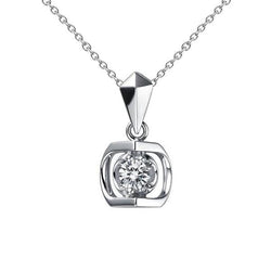 1 Karat Naturdiamant Halskette Anhänger 14K Weißgold Neu