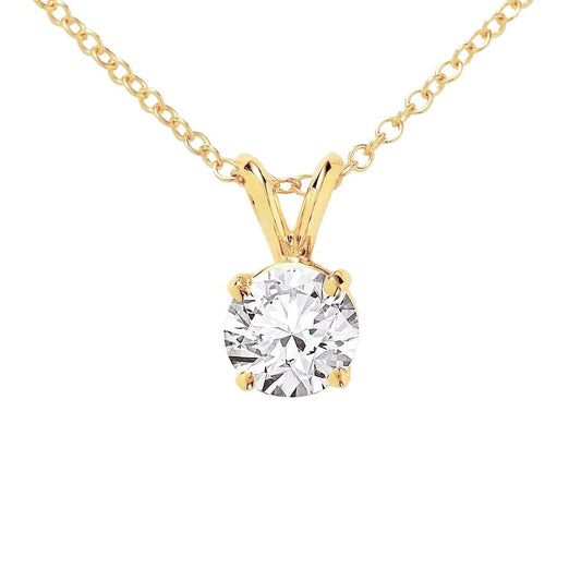 1 karat solitär-diamant-halskette anhänger 14k gelbgold