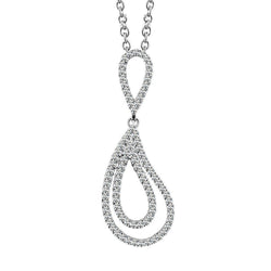 14 Karat wunderschöne Diamanten im Rundschliff mit gewellter Tropfen-Anhänger-Halskette