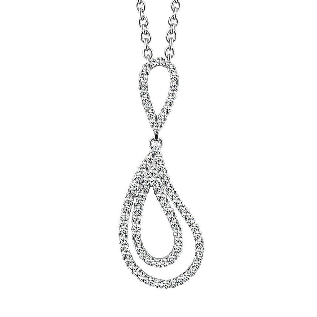 14 Karat wunderschöne Diamanten im Rundschliff mit gewellter Tropfen-Anhänger-Halskette - harrychadent.ch