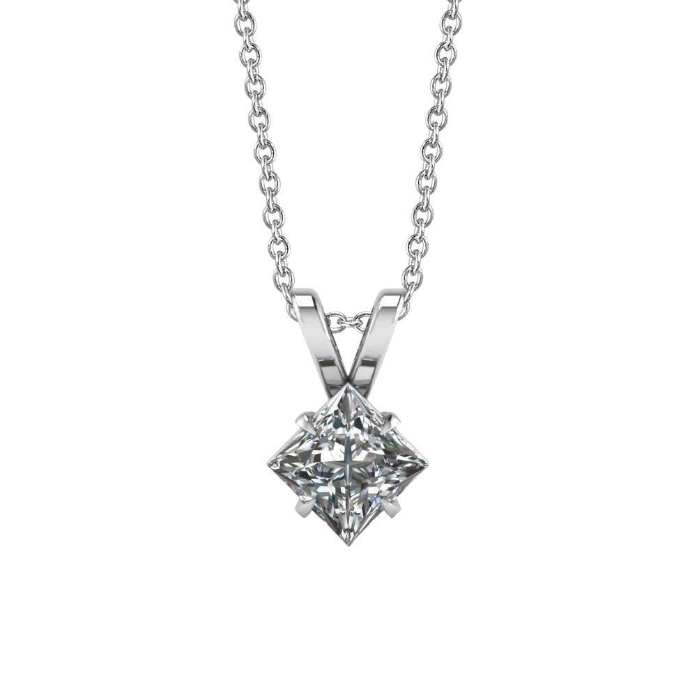 1,5 kt solitaire princess schliff diamant anhänger 14k weißgold