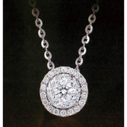 1,50 Karat Diamant-Anhänger-Halskette mit Kette Weißgold 14K