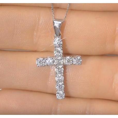 2 kt. runder diamant damen kreuz anhänger schmuck