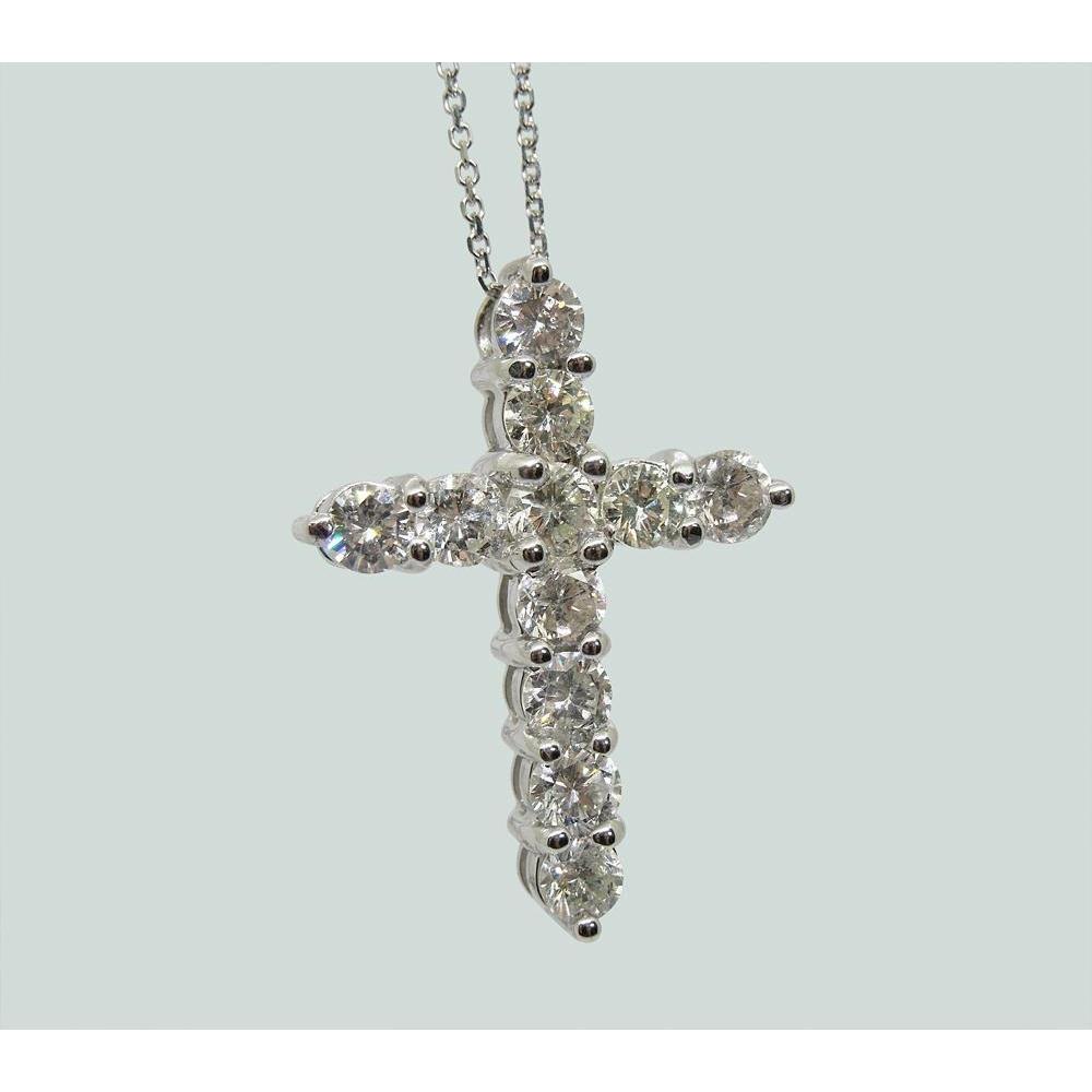 2,75 ct diamant-kreuz-halsketten-anhänger im rundschliff