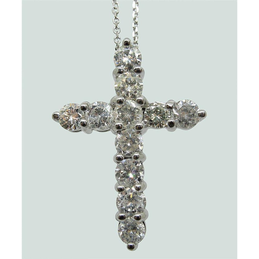 2,75 ct diamant-kreuz-halsketten-anhänger im rundschliff