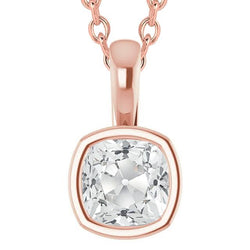 5 Karat Roségold Kissen Old Cut Lünette Diamant Anhänger mit Kaution 14K