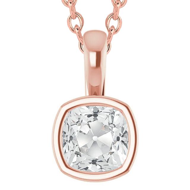 5 Karat Roségold Kissen Old Cut Lünette Diamant Anhänger mit Kaution 14K - harrychadent.ch