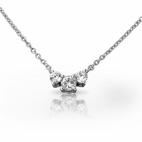 5 Karat Rundschliff Diamant Drei Steine Halskette Weißgold 14K - harrychadent.ch