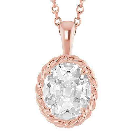 5 Karat Solitaire Diamant Slide Anhänger Oval alter Bergmann mit Kette - harrychadent.ch