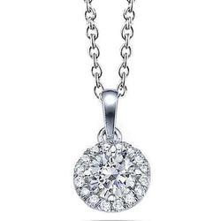 Anhänger Halskette 2,80 ct Wunderschöne Diamanten im Rundschliff Gold Weiß 14K