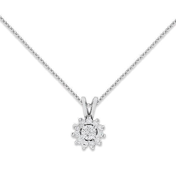 Anhänger Halskette mit Kette 1,75 Karat runder Diamant Weißgold 14K