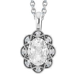 Antiker Stil Diamant Anhänger Rutsche Oval alter Bergmann 5 Ct. Blumenstil