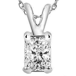 Big Radiant 2 Karat Diamant Anhänger Halskette Weißgold 14K Neu