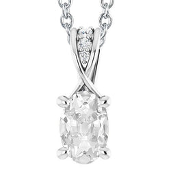 Damen Diamant Anhänger 5,50 Karat Oval alter Bergmann Split Shank Gold 14K