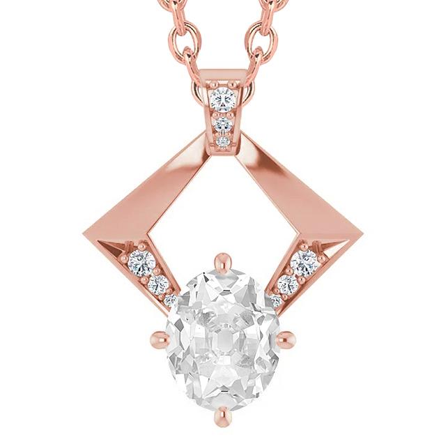 Damen Diamant Anhänger Rose Gold Rund & Oval alter Bergmann Halskette 4 Ct - harrychadent.ch