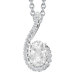 Damen Diamant Anhänger Slide Schmuck Halo Oval alter Bergmann 5.50 Karat