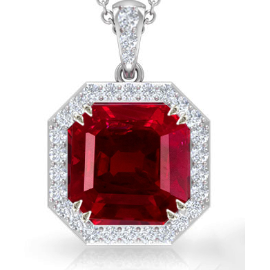 Damen Runder Diamant Halo Edelstein Anhänger Asscher Schliff Rubin 12 Karat - harrychadent.ch