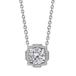 Damen Runder Diamant Halskette Anhänger 1 Karat Weißgold 14K
