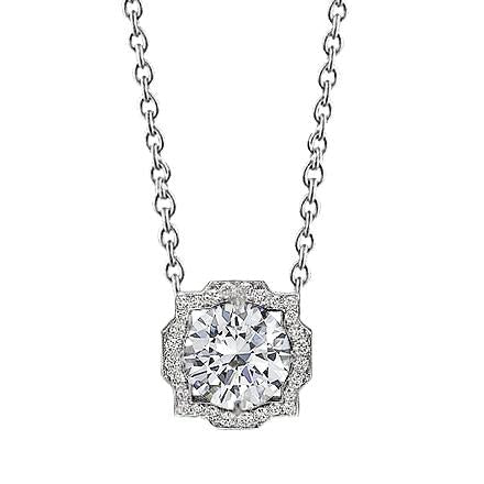 Damen Runder Diamant Halskette Anhänger 1 Karat Weißgold 14K
