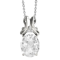 Diamant-Anhänger-Halskette mit Bügel rund & Oval alter Bergmann 5,50 Karat