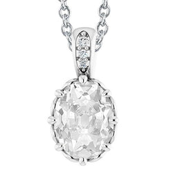 Diamant-Anhänger-Halskette mit Bügel rund & Oval alter Bergmann 5.50 Karat