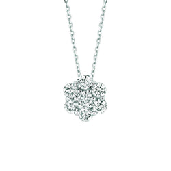 Diamant-Blumen-Halsketten-Anhänger 1,75 Karat 14K Weißgold