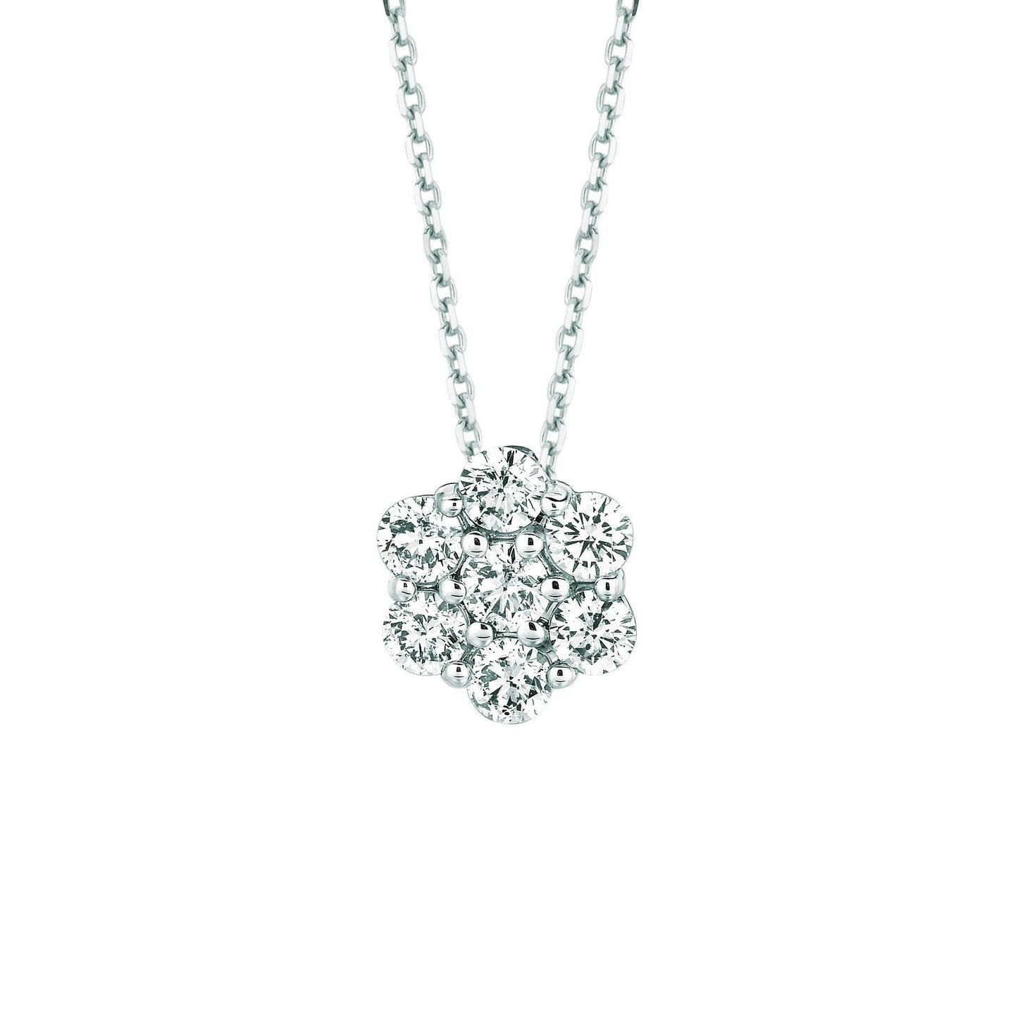 Diamant-Blumen-Halsketten-Anhänger 1,75 Karat 14K Weißgold