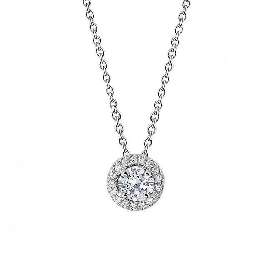 Diamant Damen Halo Anhänger Halskette 1.45 Karat 14K Weißgold Neu