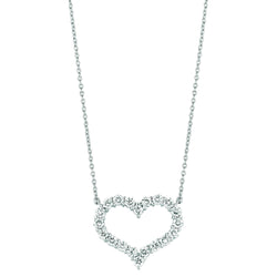 Diamant-Herz-Halsketten-Anhänger 3,08 Karat 14K Weißgold