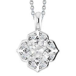 Flower Style Slide Diamant Anhänger Kissen Old Cut Halskette 6 Cts