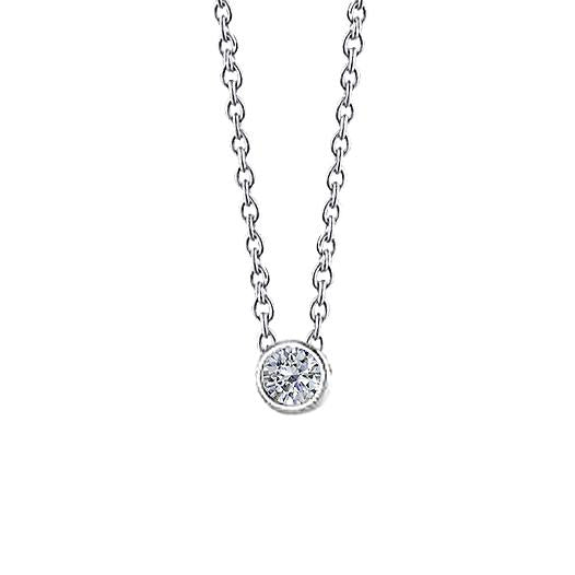 Funkelnde Diamant-Anhänger-Halskette 0,50 Karat Lünette Set WG 14K Neu