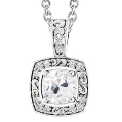 Halo alter Bergmann Diamant Anhänger 3,50 Karat Milgrain Slide mit Kette