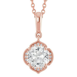 Halo Kissen Altschliff Diamant Anhänger Slide 4 Karat Roségold Milgrain