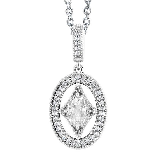 Halo Oval alter Bergmann Diamant Anhänger 3,50 Karat Slide Vintage-Stil - harrychadent.ch