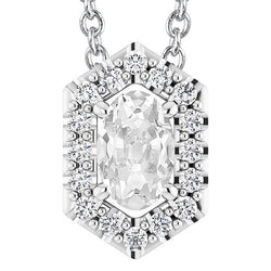 Halo Oval alter Bergmann Diamant Anhänger Weißgold mit Kette 7,50 Karat