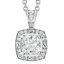 Halo Runden & Cushion alter Bergmann Diamant Slide Anhänger Filigran 6,50 Karat