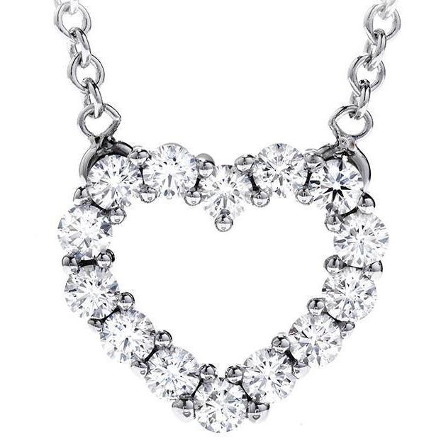 Halskette mit Anhänger in Herzform 2,80 ct. Diamanten im Rundschliff Gold Weiß