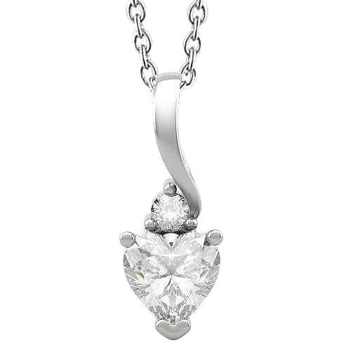 Halskette mit Herz und runden Diamanten 1,75 ct. Weißgold 14K - harrychadent.ch
