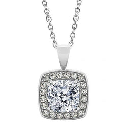 Kissen-Diamant-Anhänger-Halskette ohne Kette 2 Karat 14K Weißgold