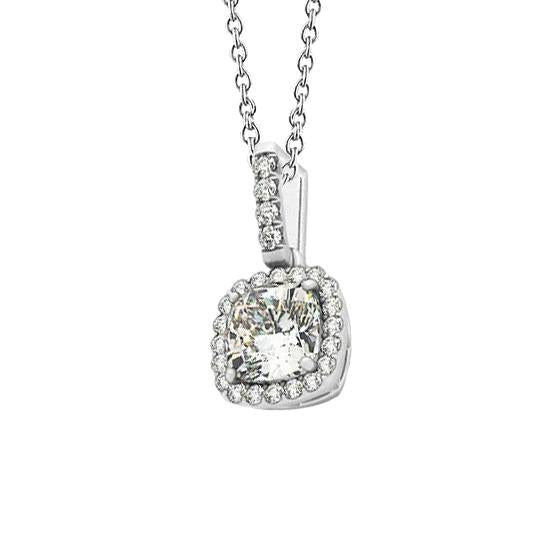Kissen Halo Diamant Anhänger ohne Kette Halskette 1,35 Karat WG 14K