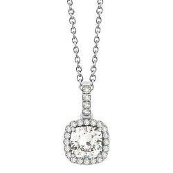 Kissen Halo Diamant Anhänger ohne Kette Halskette 1,35 Karat WG 14K
