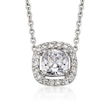 Kissen runder Diamant Halo Halskette Anhänger 2.25 Karat Weißgold 14K