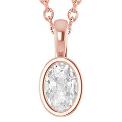 Lady's Diamant Pendant Slide 4,50 Karat Lünette Oval Old Cut Schmuck